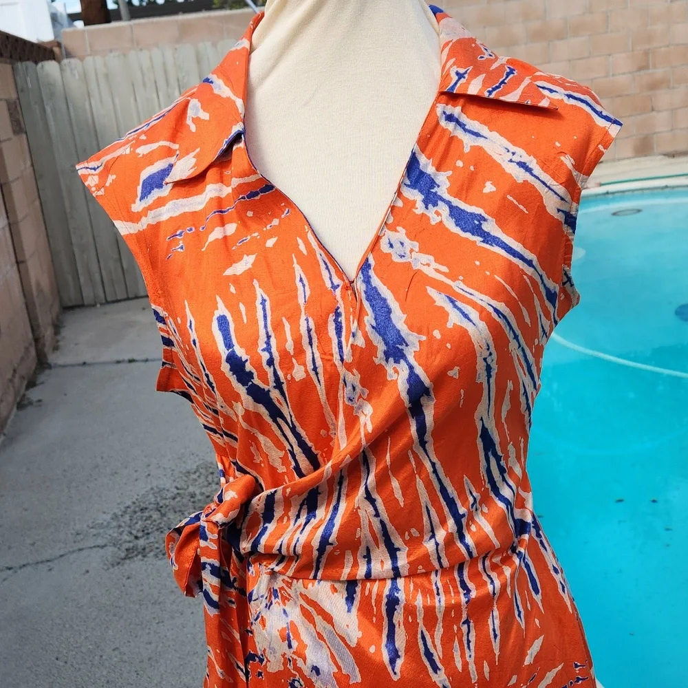 NWT Urban Outfitters Orange Wrap Mini Dress - Picture 2 of 10